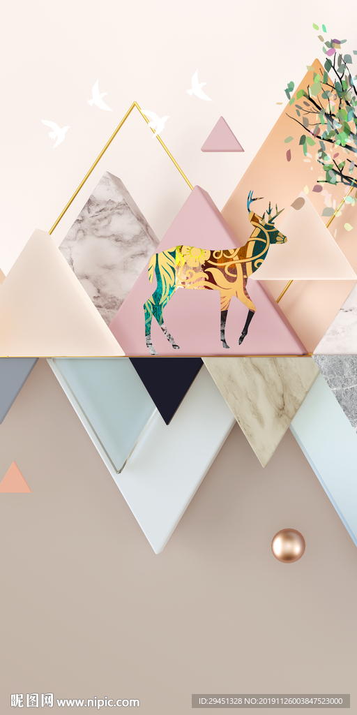 豪华玄关装饰挂画 TIF分层