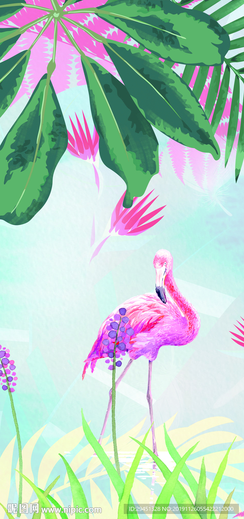 水彩玄关装饰挂画 TIF分层