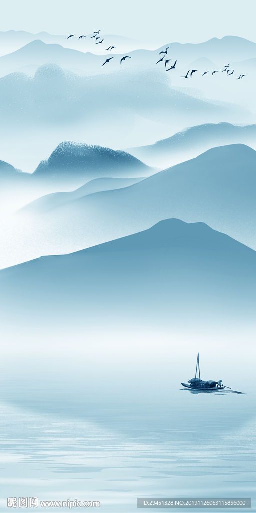 意境 山水画玄关 TIF分层