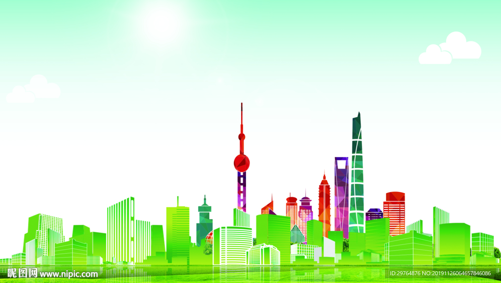 绿色城市海报背景