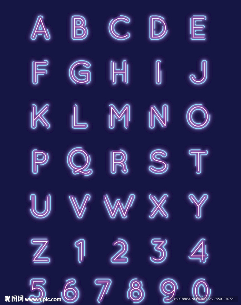霓虹灯效果26字母数字