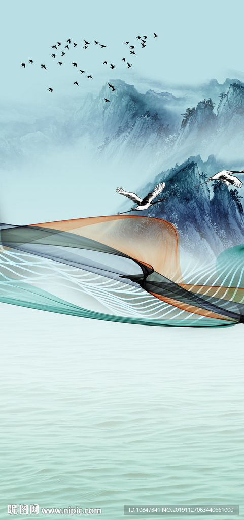 大气 山水玄关风景 TIF分层