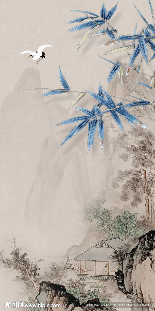 简约山水玄关风景 TIF分层