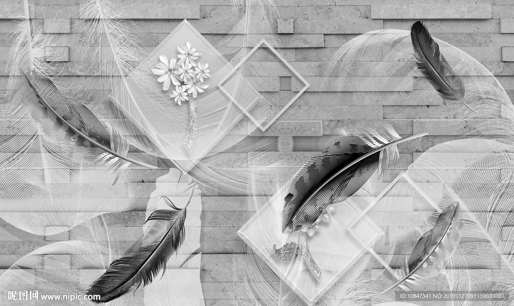 奢华羽毛背景装饰画TIF分层