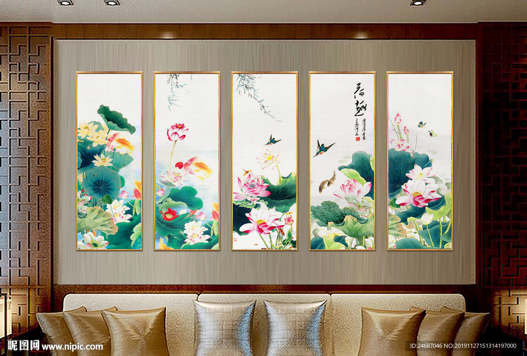 国画荷花  荷花水墨画