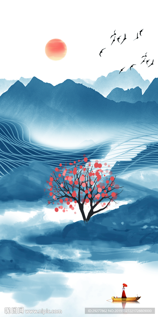 新中式玄关中式挂画 TIF分层