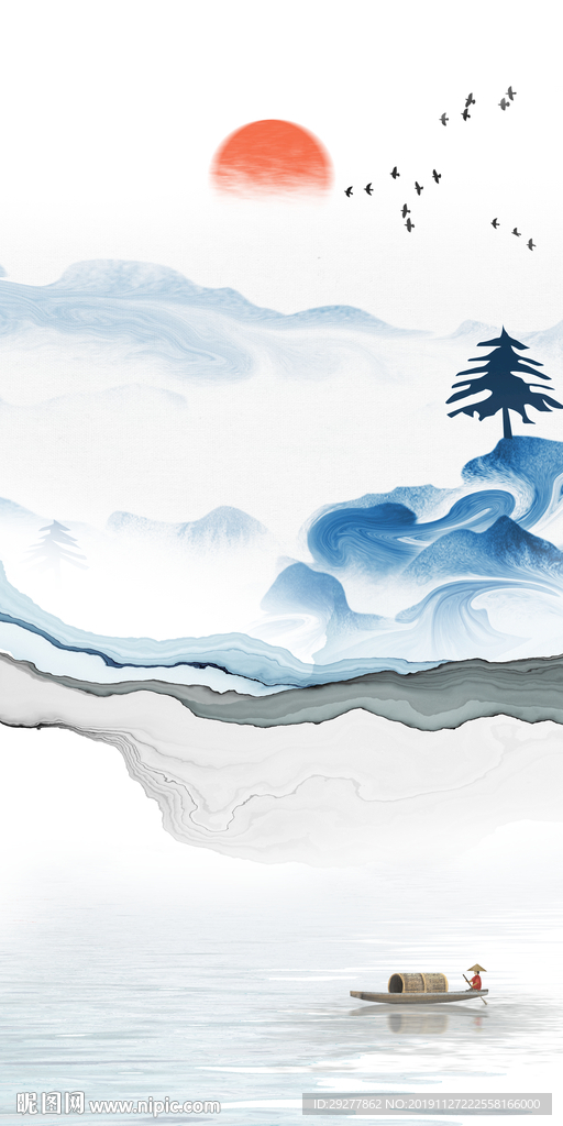 高清 玄关中式挂画 TIF分层