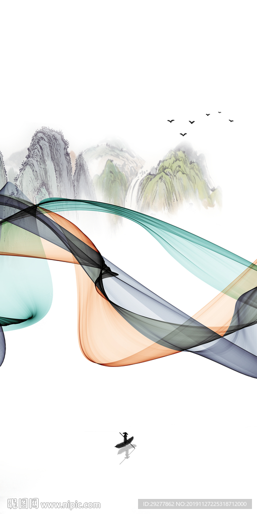 线条玄关新中式画 TIF分层