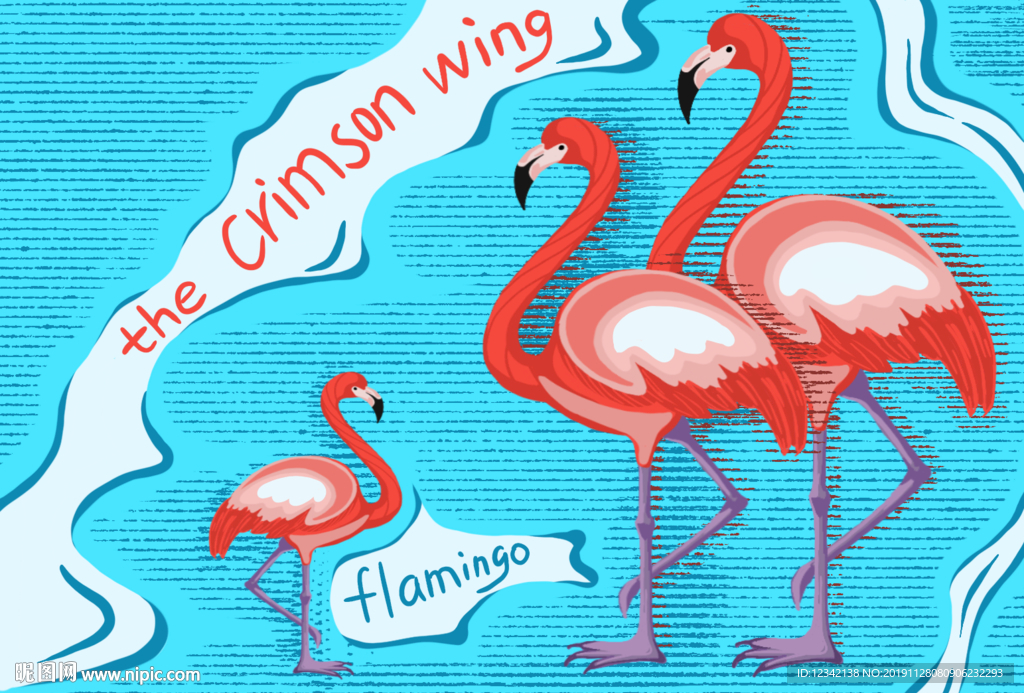 红色的翅膀火烈鸟