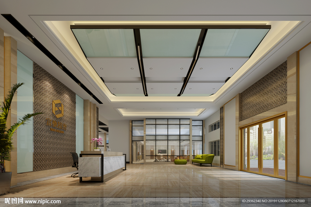办公楼大堂设计效果图