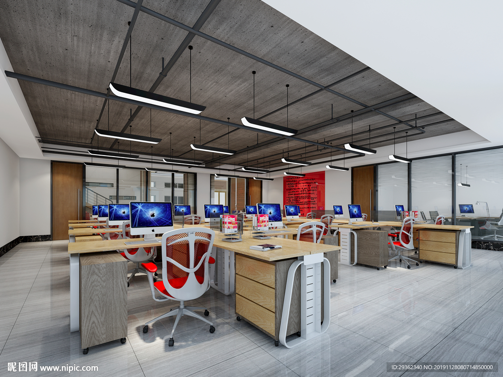 开放办公室设计效果图