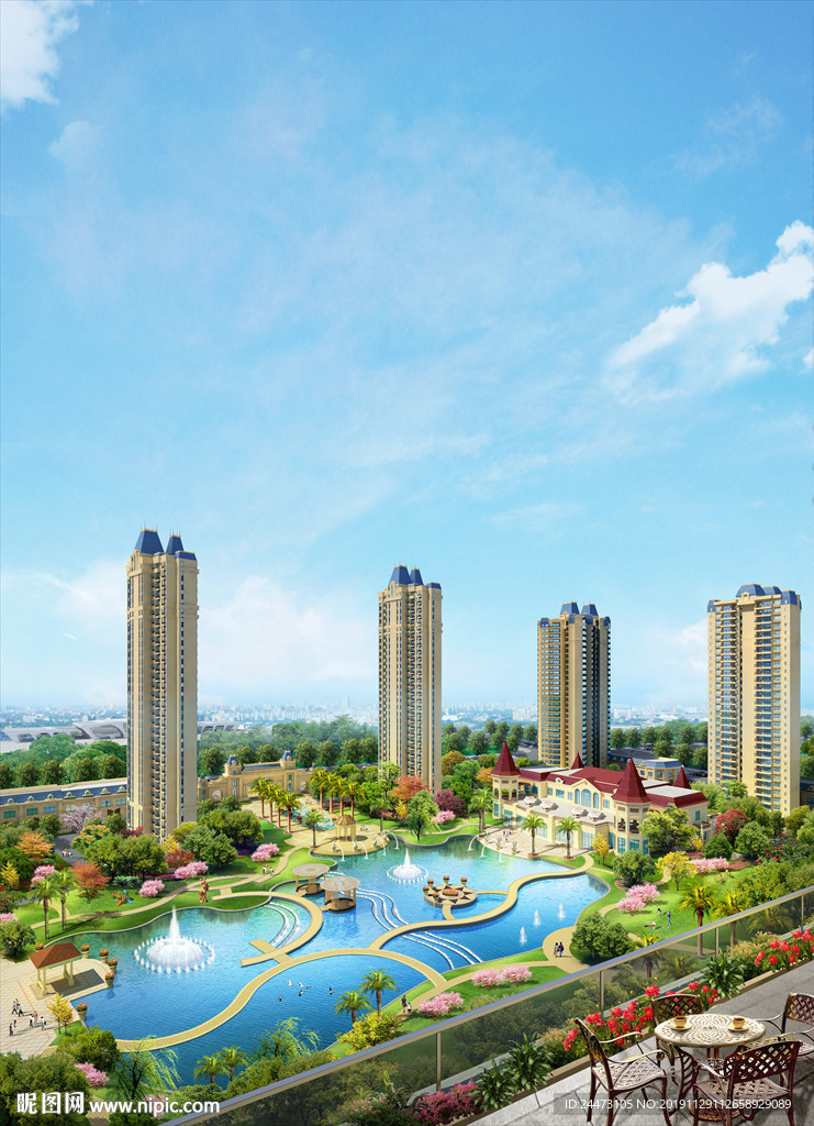 地产 园林 唯美 洋房 合图