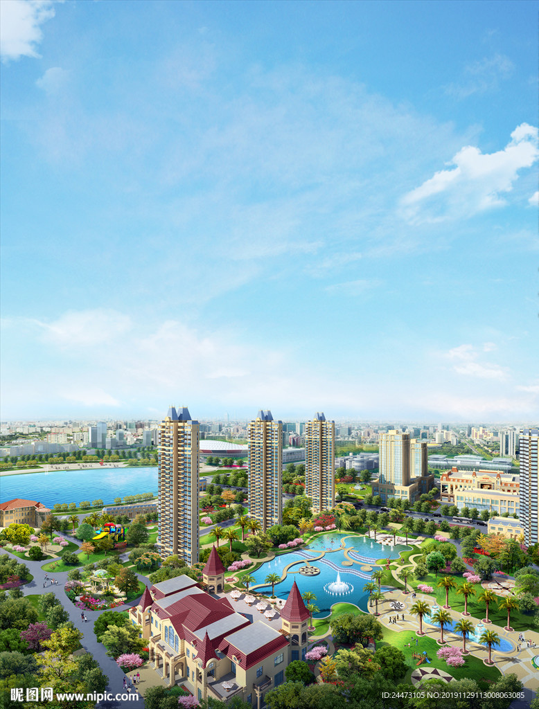 地产 园林 唯美 洋房 合图