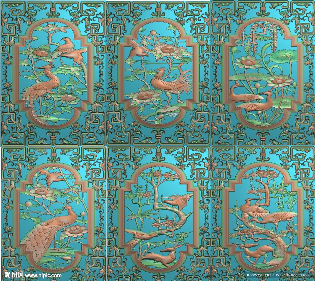 博古 凤凰  公鸡 荷花 孔雀