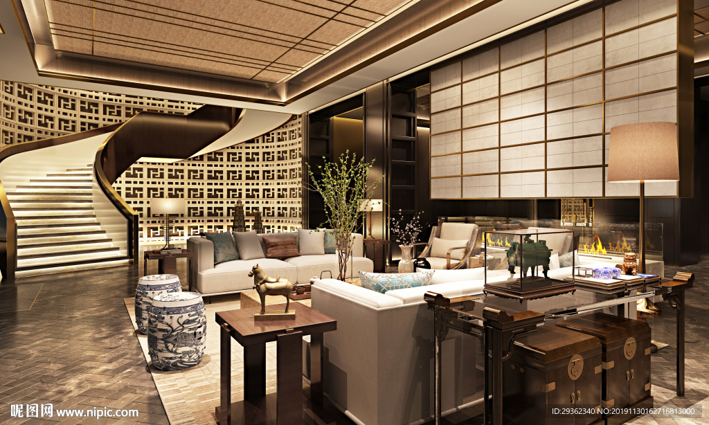 酒店大堂会所大堂室内设计效果图