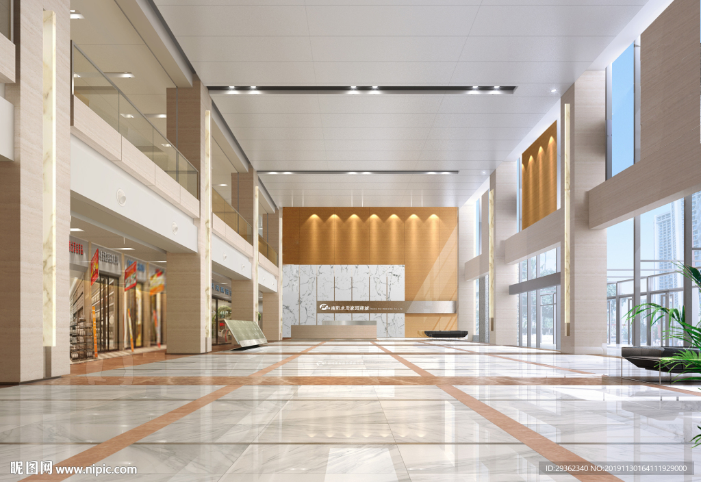 商业中心广场酒店大堂设计效果图