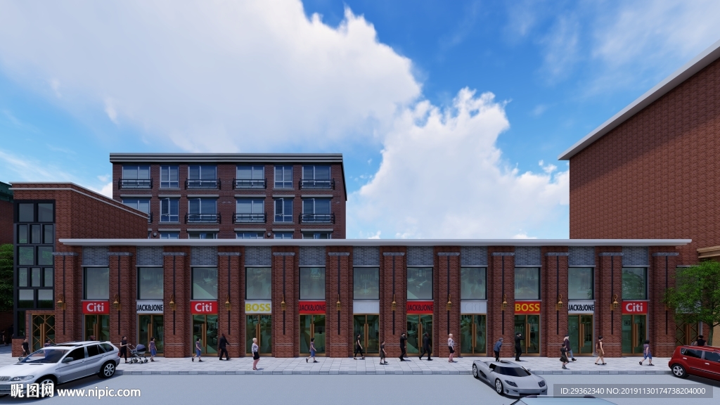 步行街铺面门头招牌效果图设计