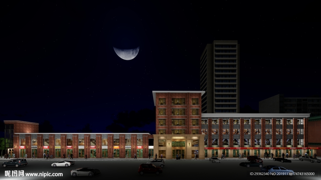 门面房步行街门头外观建筑设计