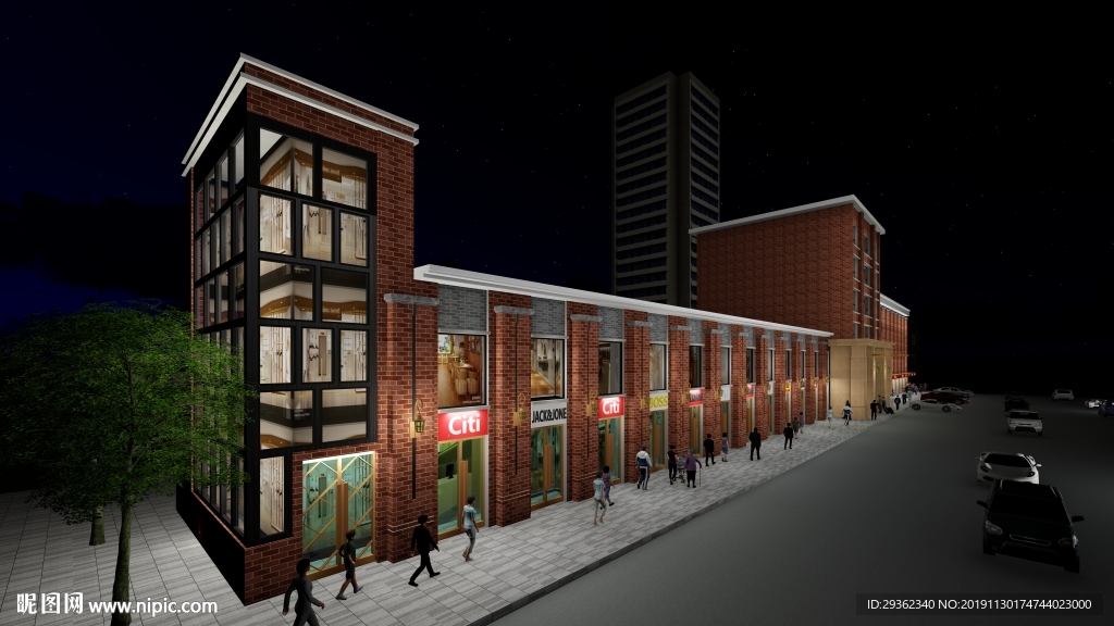 商业铺面广场步行街效果图设计