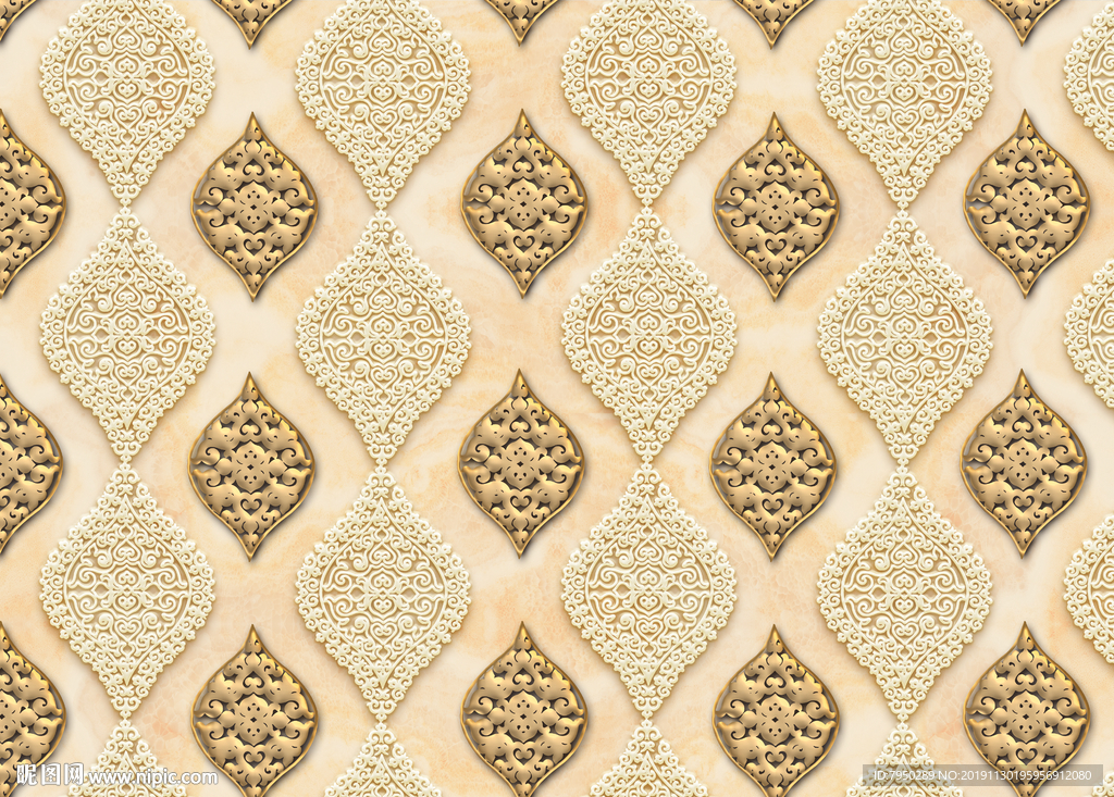 3D浮雕欧式花纹墙纸背景墙