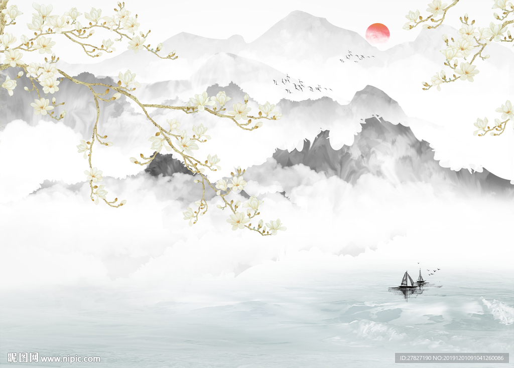 玉兰花鸟 雅室兰香 旭日东升