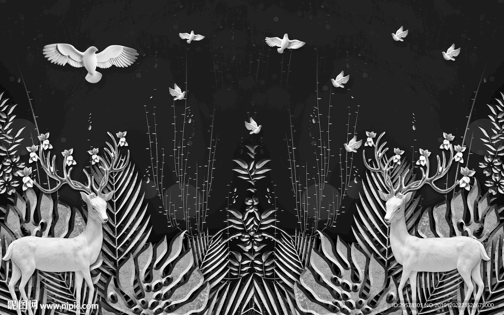 高清北欧背景墙画 TIF分层