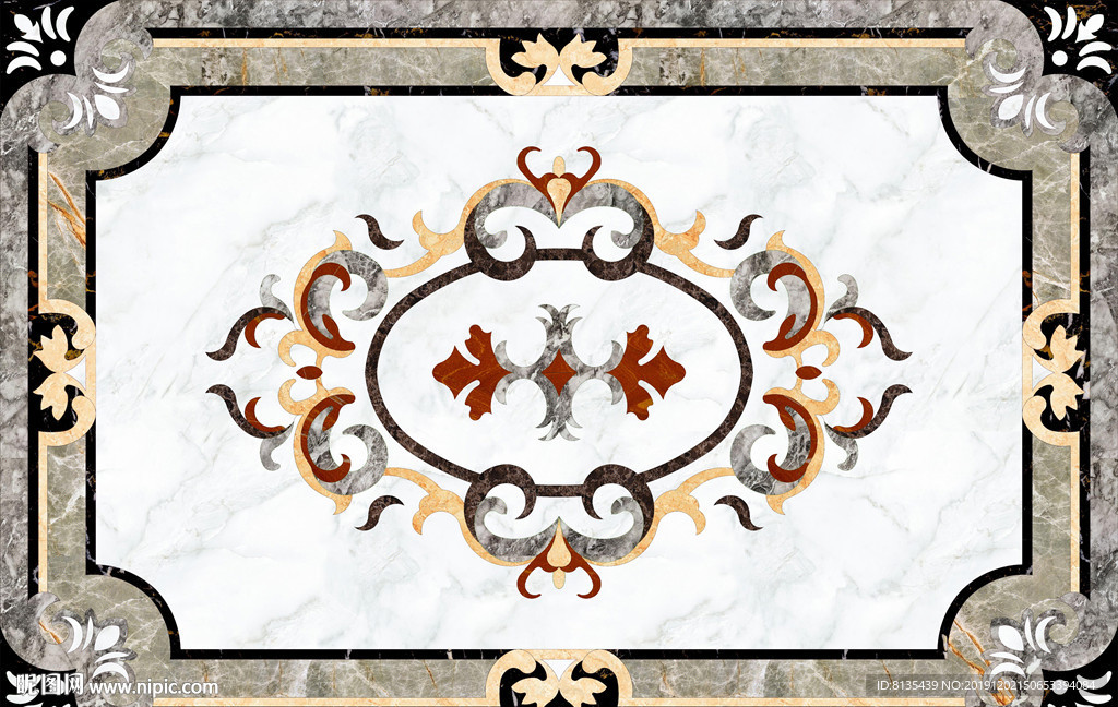 大气简约欧式客厅地面拼花图案