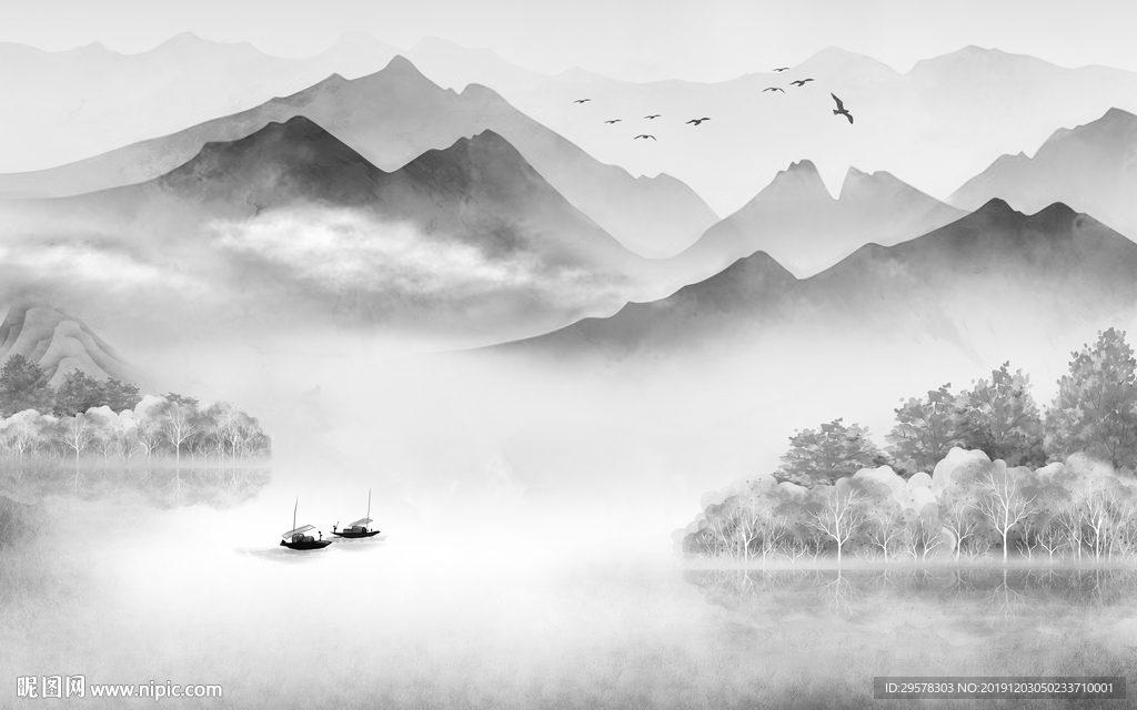 极品山水中式大画 TIF分层