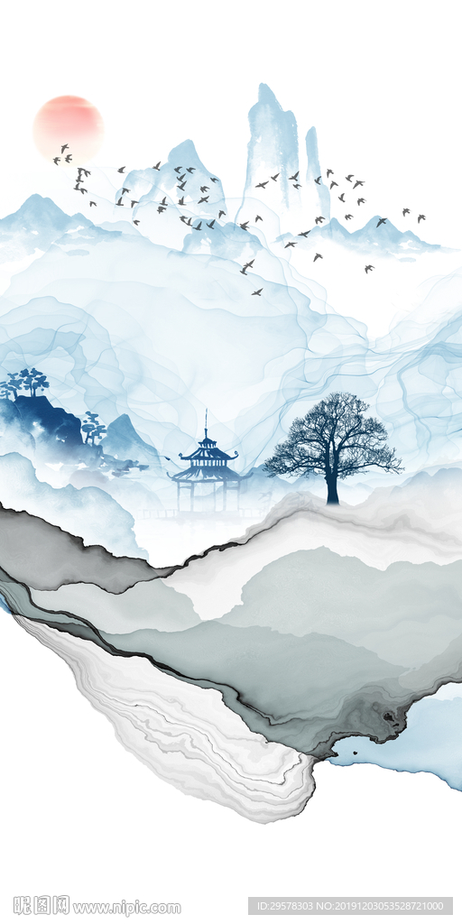 新品 山水画玄关图 TIF分层