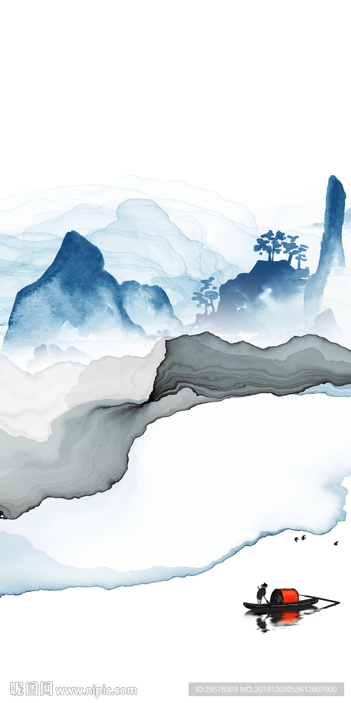 最新山水画玄关图 TIF分层