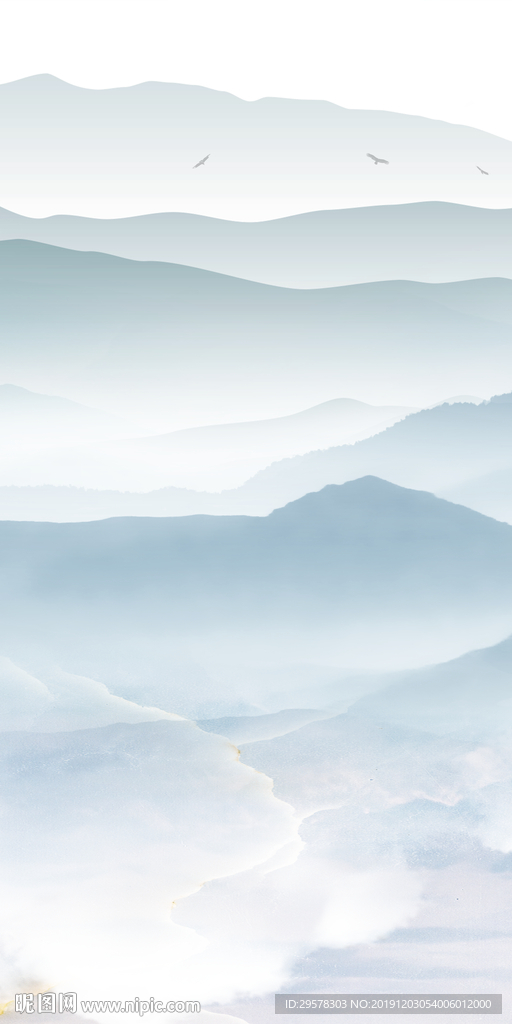 新中式山水画玄关图 TIF分层