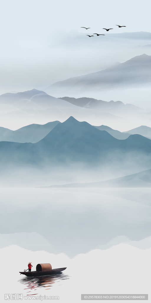 中式山水画玄关图 TIF分层