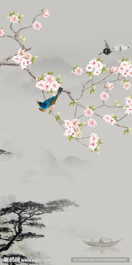 中式山水风景玄关 TIF分层