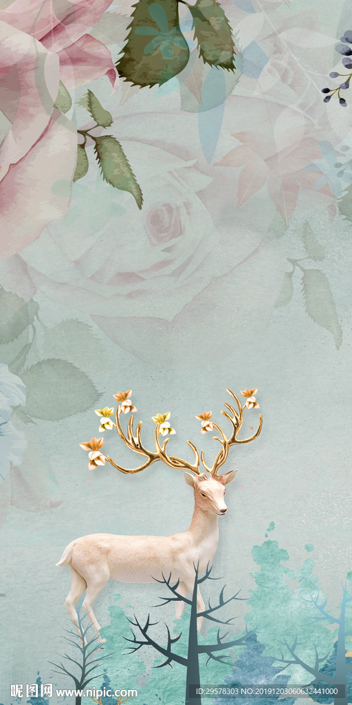 简欧玄关画 TIF分层