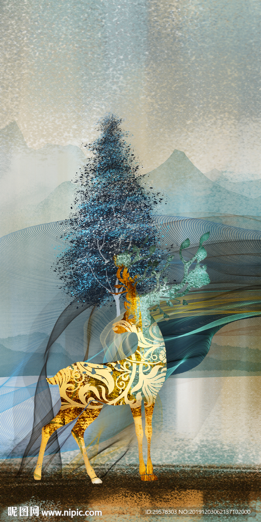 新品简约玄关画 TIF分层