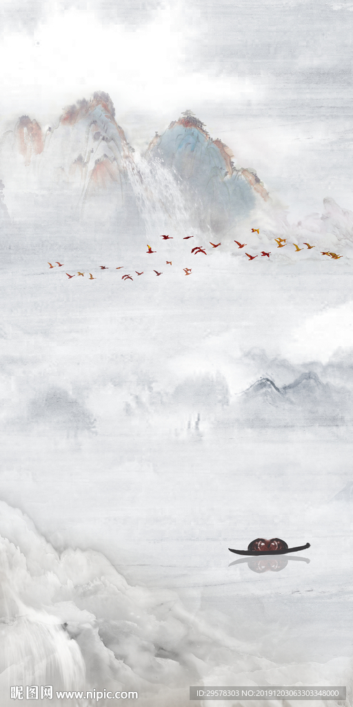 大气山水风景玄关 TIF分层