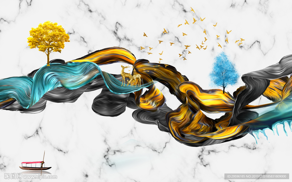 彩带爆款山水新画 TIF分层