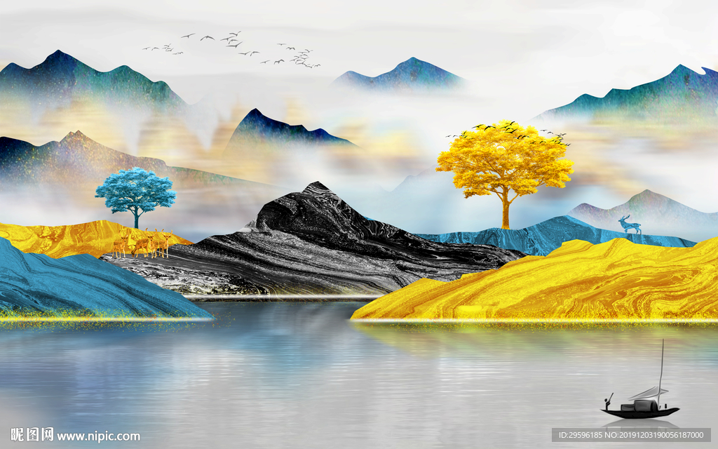 简约 爆款山水新画 TIF分层