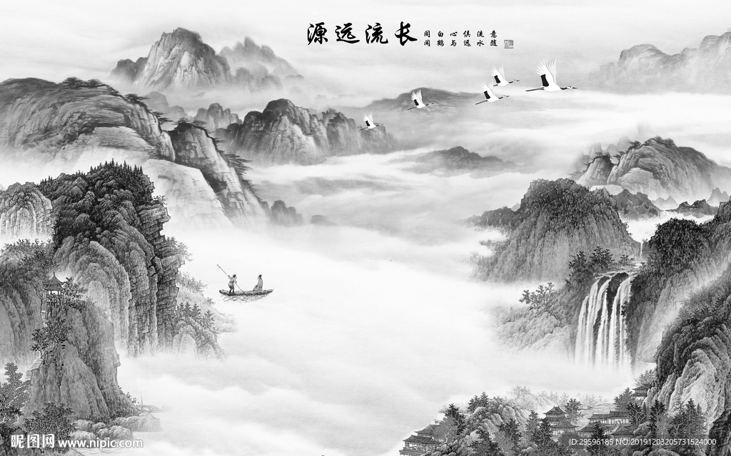 国画 背景山水画 TIF分层