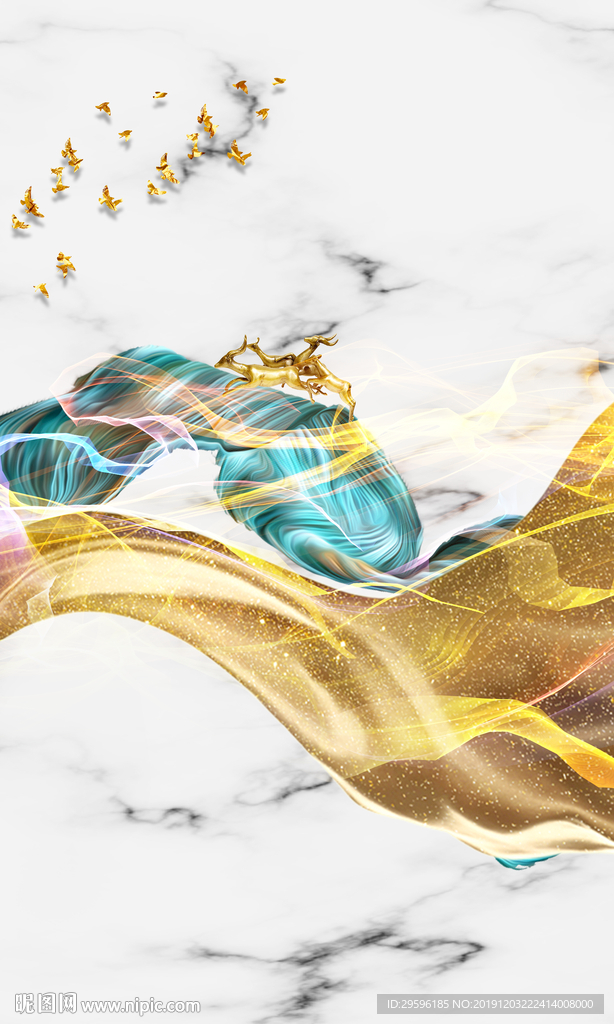 彩带 爵士白 挂画 TIF分层