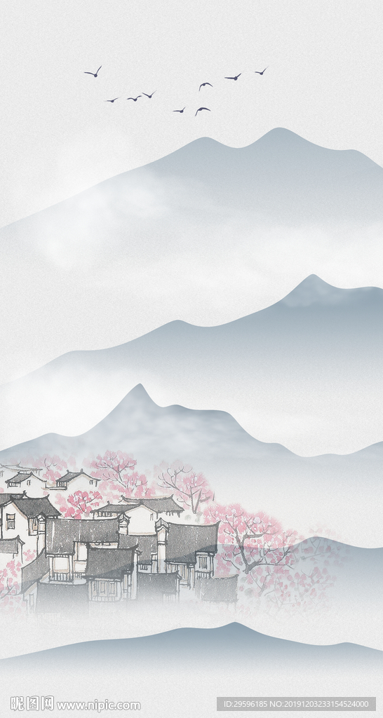 新款 意境山水玄关 TIF分层