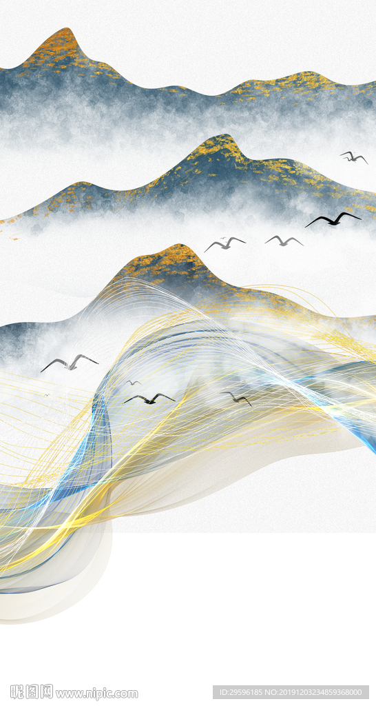 高档意境山水玄关 TIF分层