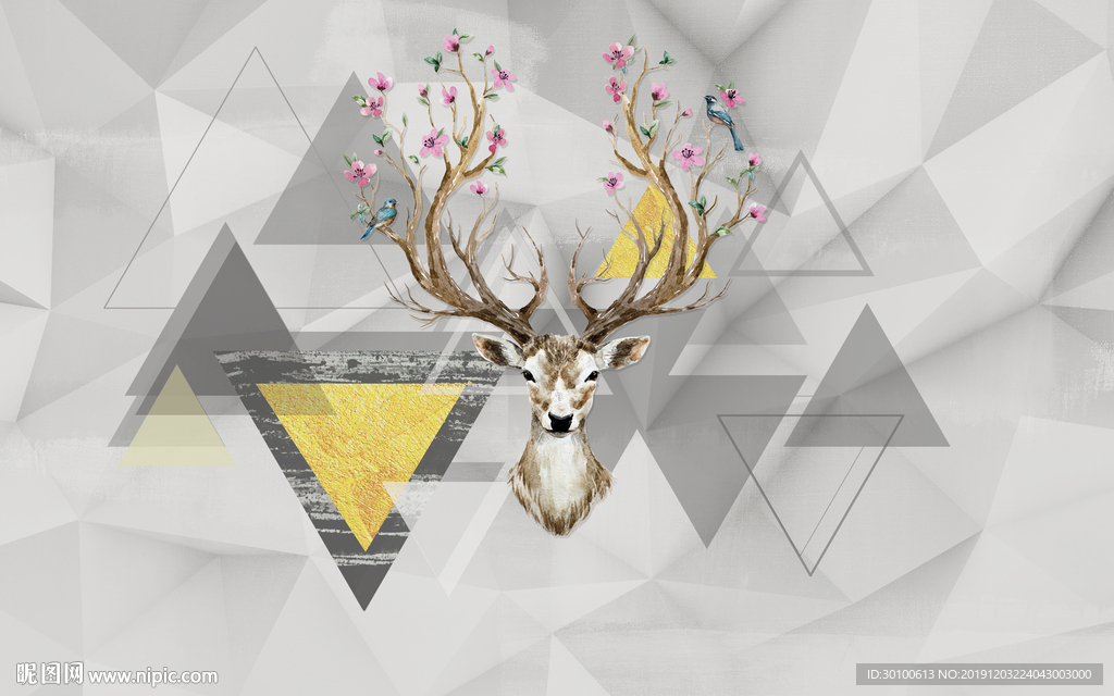 麋鹿新款 装饰画 TIF分层