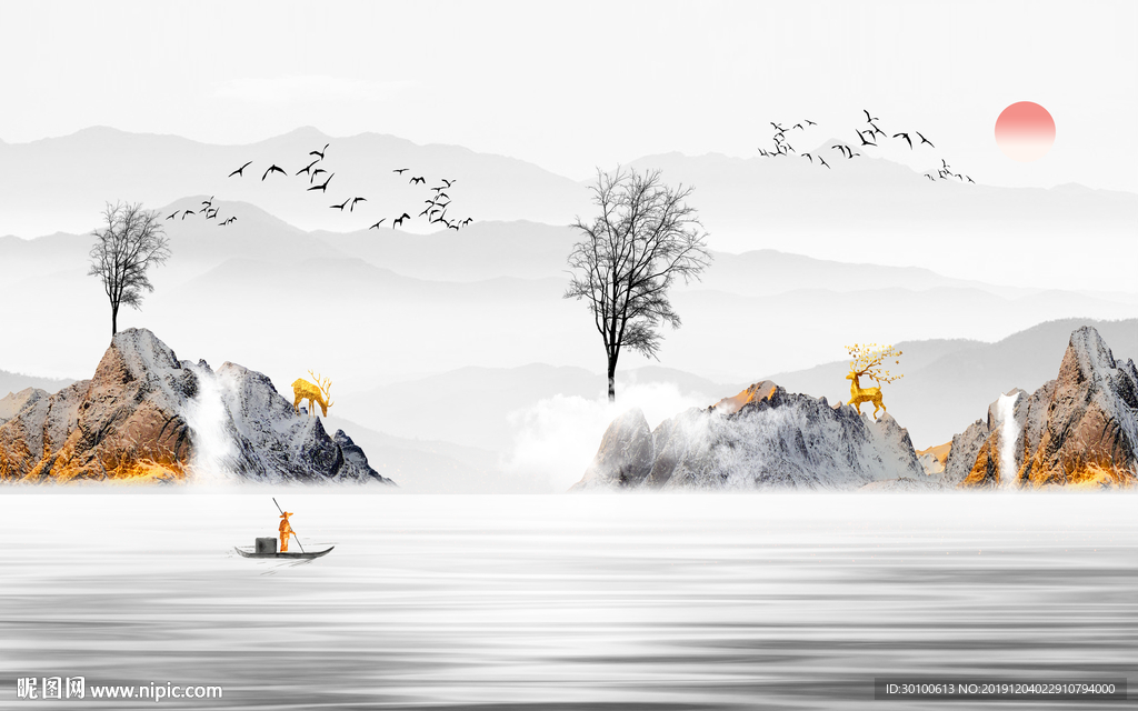 高清 意境新山水画 TIF分层