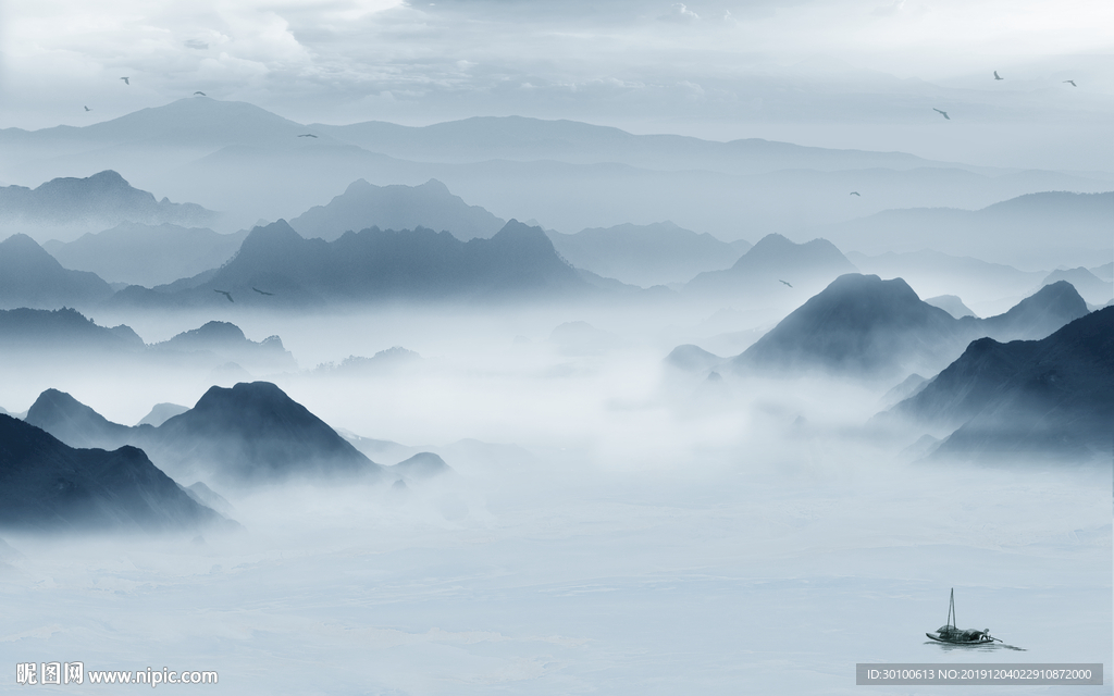 中国风极品山水画 TIF分层