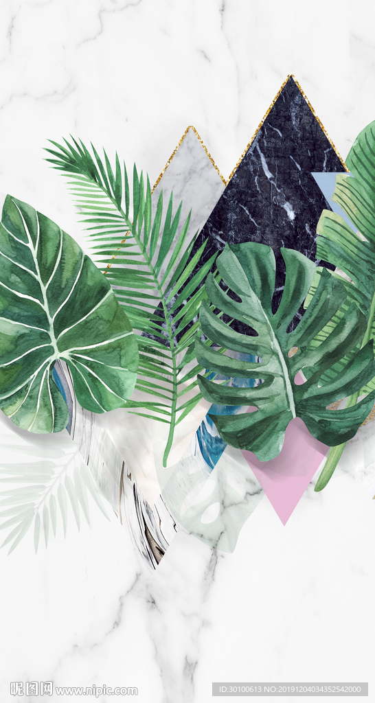 绿叶玄关装饰画 TIF分层