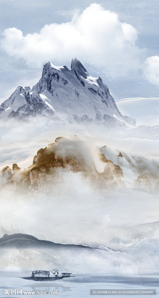 大气 玄关新山水画 tif分层