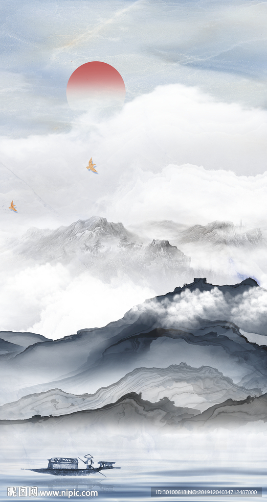 石纹玄关新山水画 tif分层