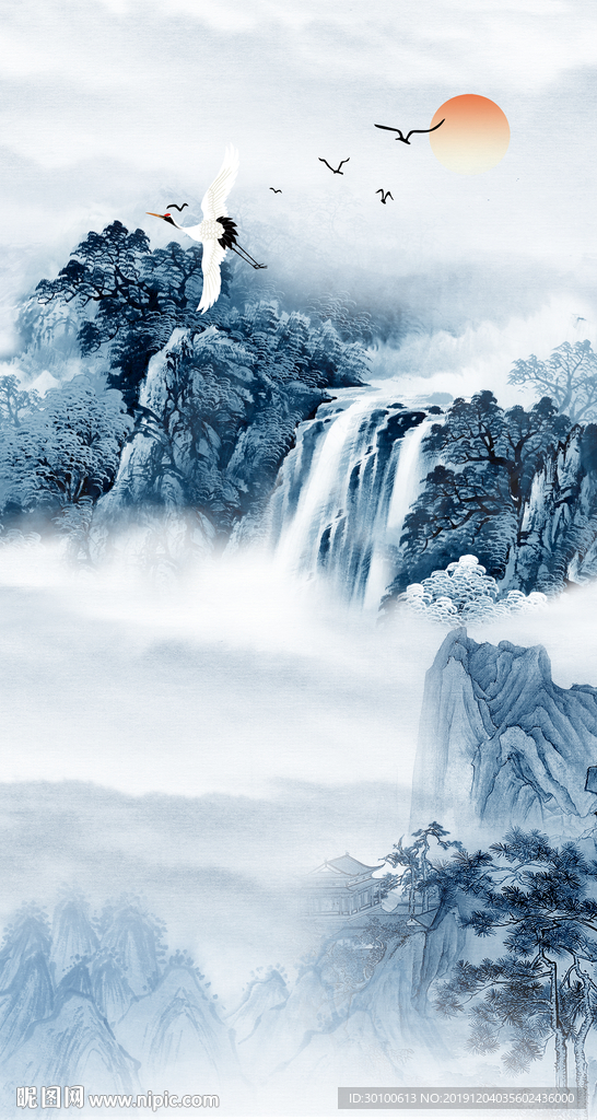 国画玄关新山水画 tif分层