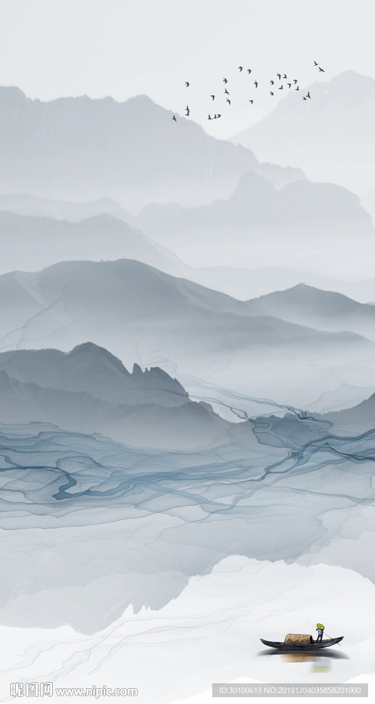 简约玄关新山水画 tif分层